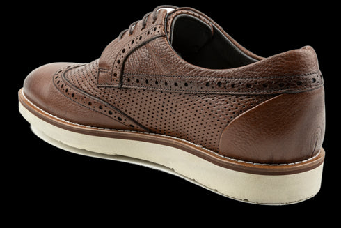 Hybrid Style Top Grain Leather Wingtip Brown Derby Shoes
