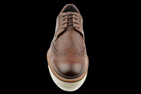 Hybrid Style Top Grain Leather Wingtip Brown Derby Shoes