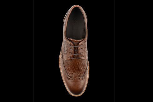 Hybrid Style Top Grain Leather Wingtip Brown Derby Shoes