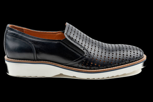 Navy Top Grain Leather Summer Loafer Dress Sneakers for Men