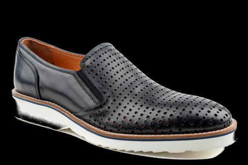 Navy Top Grain Leather Summer Loafer Dress Sneakers for Men