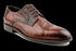 Men's Tan, Calfskin, Designer Derby Shoes with Croc & Iguana Pattern