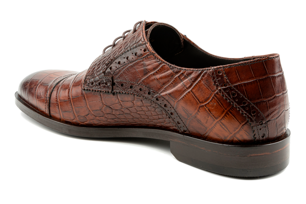 Capello Hi-Shine/Calf Brown Cap Toe Derby | Mezlan Dress Shoes for Men main image 1