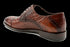 Men's Tan, Calfskin, Designer Derby Shoes with Croc & Iguana Pattern
