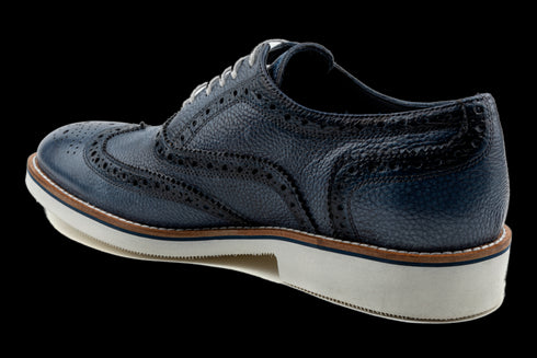 Full Grain Leather Navy Oxford Dress Sneakers for Men