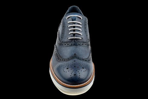 Full Grain Leather Navy Oxford Dress Sneakers for Men