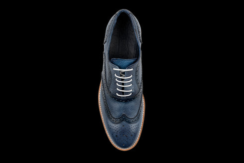 Full Grain Leather Navy Oxford Dress Sneakers for Men