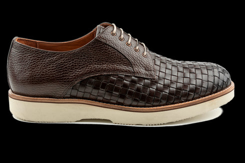 Top Grain Leather Brown Derby Sneaker With Elegant Design