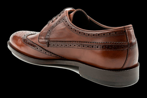 Braune Wingtip-Derby-Schuhe für Herren aus Vollnarbenleder