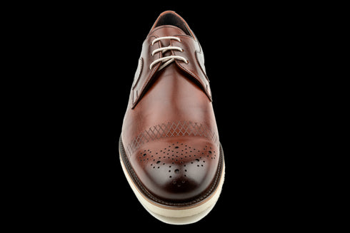 Tan Derby Dress Sneaker Wıth Semi Brogue Detail