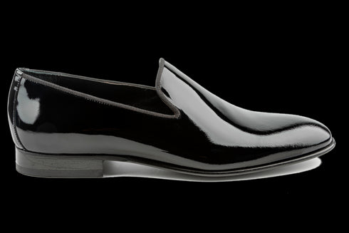 Mocasines de esmoquin para hombre de charol negro