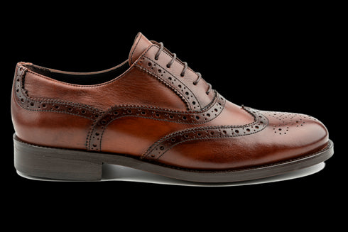 Men's Tan Wingtip Brogue Oxford Shoes