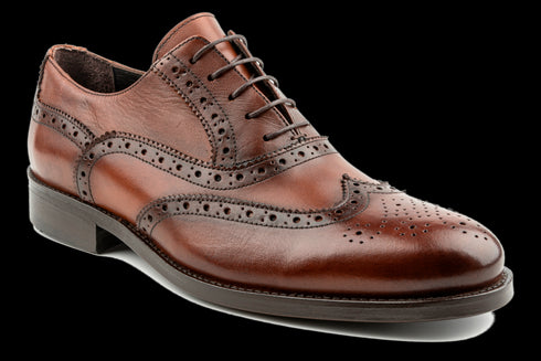 Men's Tan Wingtip Brogue Oxford Shoes