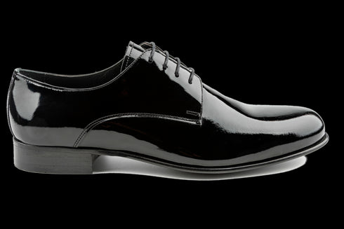 Patent Leather Plain Toe Derby Shoes for Formal Events
