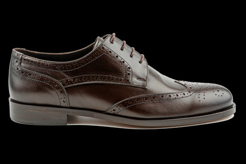 Handmade Derby Shoes Brogued & Wingtip Design