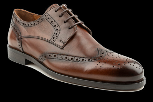 Handmade Derby Shoes Brogued & Wingtip Design
