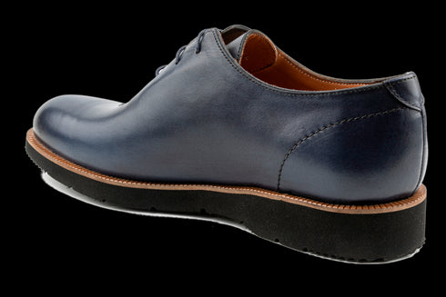 Marineblaue Oxford-Schuhe aus Wholecut-Crust-Leder für Herren