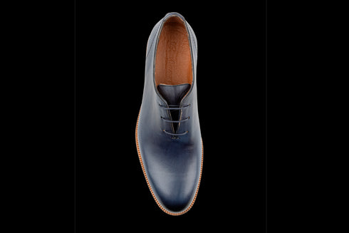 Marineblaue Oxford-Schuhe aus Wholecut-Crust-Leder für Herren