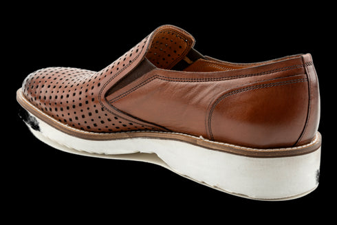 Top Grain Leather Tan Summer Loafer Dress Sneakers for Men