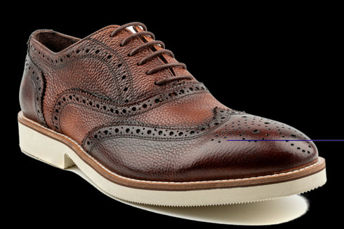 Full Grain Leather Brown & Wingtip Oxford Dress Sneakers for Men