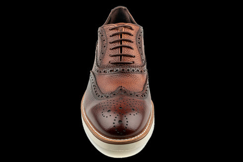 Full Grain Leather Brown & Wingtip Oxford Dress Sneakers for Men
