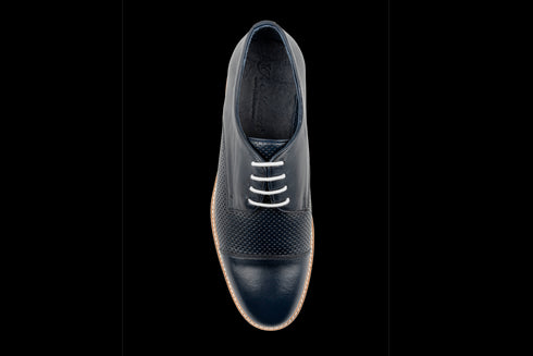 Cap Toe & Lug Sole Navy Derby Sneakers for Men