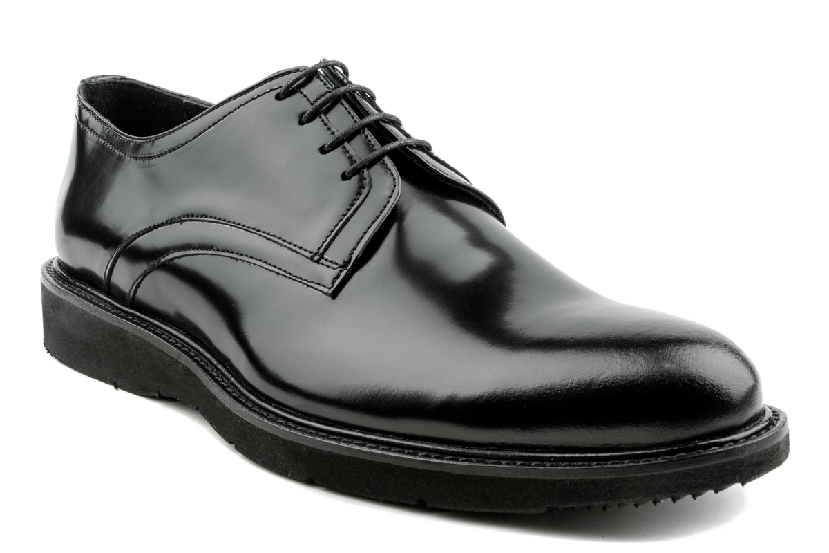 The Porto Alegre Black Leather Derby Men Shoe