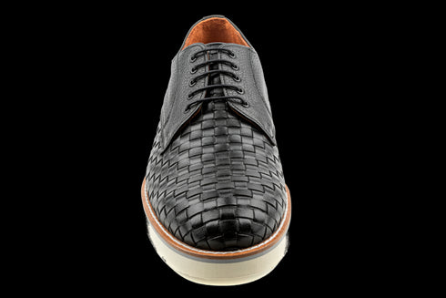 Top Grain Leather Black Derby Sneaker With Elegant Design