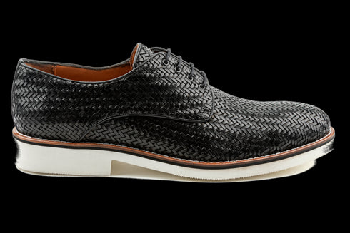 Knitted Full Grain Leather Casual Derby Shoes