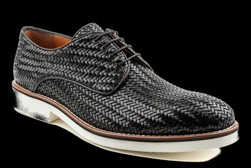 Knitted Full Grain Leather Casual Derby Shoes