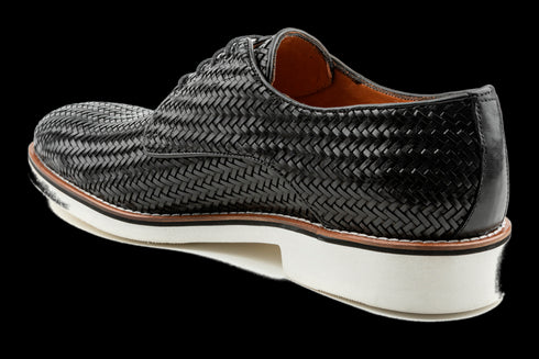 Knitted Full Grain Leather Casual Derby Shoes