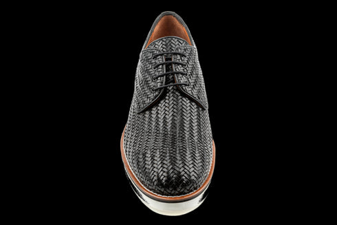 Knitted Full Grain Leather Casual Derby Shoes