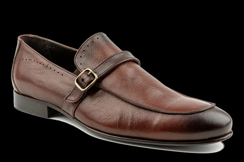 Premium Calfskin Leather Apron-Toe Brown Loafers for Men