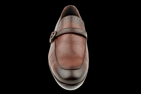 Premium Calfskin Leather Apron-Toe Brown Loafers for Men