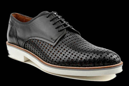 Derby Dress Sneakers with Perforated And Plain Design