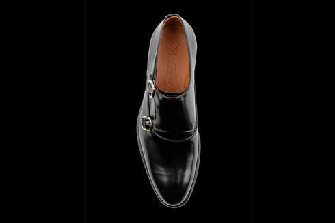 Patent Leather Black Double Monk Strap Shoes for Men
