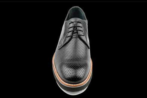 Eco-Friendly Black Bonded Leather Derby Shoes for Men