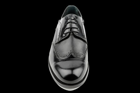 Patent and Anillin Leather Blend Formal Derby Shoes for Men