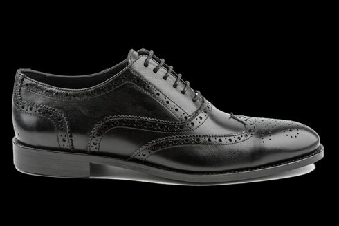 Crust Leather Classic Black Oxford Brogues for Men