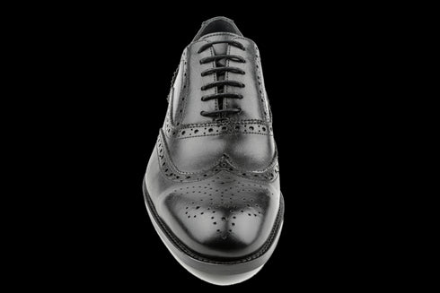 Crust Leather Classic Black Oxford Brogues for Men