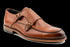 Men's Classy, Moc Toe, Leather Double Monk Strap Shoes in Tan
