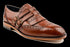 Double Monk, Full Brogue & Fringe Detailed Tan Dress Shoes for Men