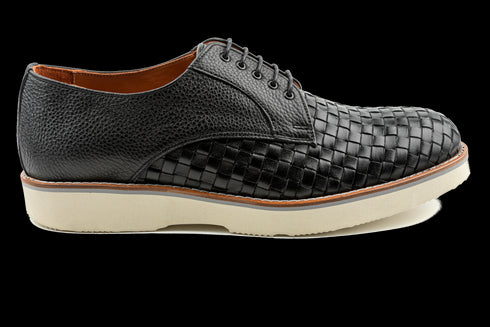 Top Grain Leather Black Derby Sneaker With Elegant Design